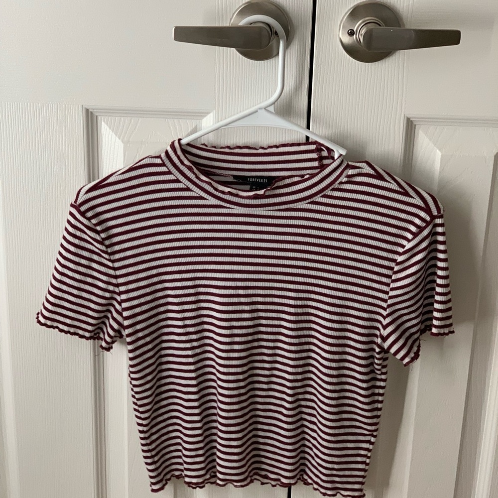Red and white crop top